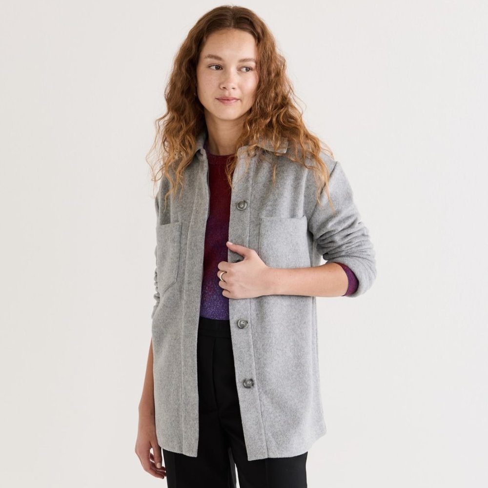 Vince Wool Blend Grey Shirt Jacket - Size XXS